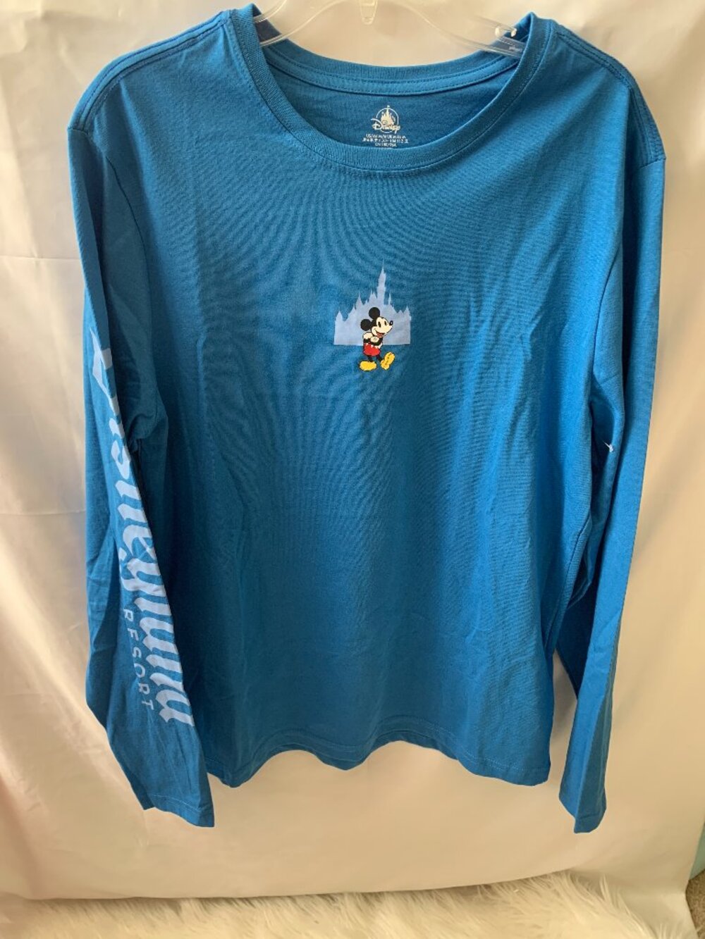 DISNEYLAND RESORTS Mickey Mouse Castle Long Sleeve Tee in Blue Sz MEDIUM
